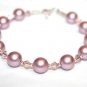 .925 Sterling Silver Dusky Rose Pink Pearl Necklace made with SWAROVSKI ELEMENTS