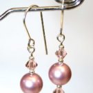 .925 Sterling Silver Dusky Rose Pearl Earrings made with SWAROVSKI ELEMENTS