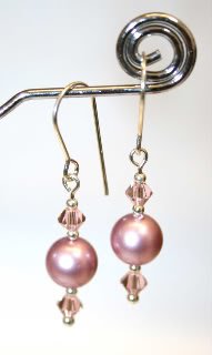 .925 Sterling Silver Dusky Rose Pearl Earrings made with SWAROVSKI ELEMENTS