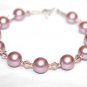 .925 Sterling Silver Dusky Rose Pink Pearl Bracelet made with SWAROVSKI ELEMENTS