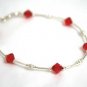 .925 Sterling Silver Light Siam Crystal Necklace made with SWAROVSKI ELEMENTS