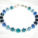 .925 Sterling Silver Aqua Teal Navy Blue Crystals made with SWAROVSKI ELEMENTS