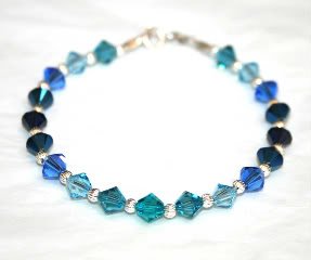.925 Sterling Silver Aqua Teal Navy Blue Crystals made with SWAROVSKI ELEMENTS