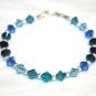 .925 Sterling Silver Aqua Teal Navy Blue Crystals made with SWAROVSKI ELEMENTS