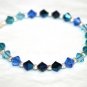 .925 Sterling Silver Aqua Teal Navy Blue Crystals made with SWAROVSKI ELEMENTS