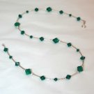 .925 Sterling Silver Emerald Green Crystal Necklace made with SWAROVSKI ELEMENTS