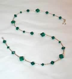 .925 Sterling Silver Emerald Green Crystal Necklace made with SWAROVSKI ELEMENTS