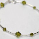 .925 Sterling Silver Olivine Green Crystal Braelet made with SWAROVSKI ELEMENTS