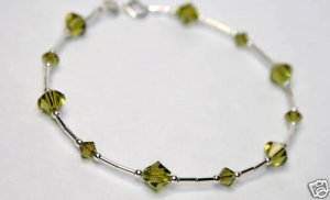 .925 Sterling Silver Olivine Green Crystal Braelet made with SWAROVSKI ELEMENTS