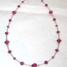 .925 Sterling Silver Fuchsia Pink Crystal Necklace made with SWAROVSKI ELEMENTS