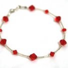 .925 Sterling Silver Light Siam Crystal Bracelet made with SWAROVSKI ELEMENTS