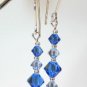 .925 Sterling Silver Earrings Sapphire Crystals made with SWAROVSKI ELEMENTS
