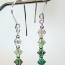 .925 Sterling Silver Earrings Emerald Crystals made with SWAROVSKI ELEMENTS