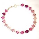 .925 Sterling Silver Rose Fuchsia Crystal Bracelet made with SWAROVSKI ELEMENTS