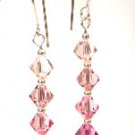 .925 Sterling Silver Fuchsia Rose Crystal Earrngs made with SWAROVSKI ELEMENTS