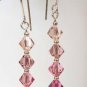 .925 Sterling Silver Fuchsia Rose Crystal Earrngs made with SWAROVSKI ELEMENTS