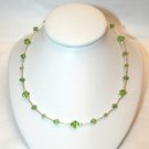 .925 Sterling Silver Peridot Green Crystal Necklace made with SWAROVSKI ELEMENTS