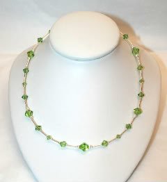 .925 Sterling Silver Peridot Green Crystal Necklace made with SWAROVSKI ELEMENTS