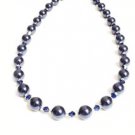 .925 Sterling Silver Navy Midnight Pearls Necklace made with SWAROVSKI ELEMENTS