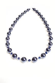 .925 Sterling Silver Navy Midnight Pearls Necklace made with SWAROVSKI ELEMENTS