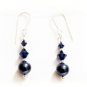 .925 Sterling Silver Navy Midnight Blue Pearls made with SWAROVSKI ELEMENTS