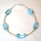 Bracelet .925 Sterling Silver Various Blues Oval Glass