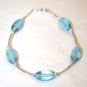 Bracelet .925 Sterling Silver Various Blues Oval Glass
