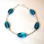 Bracelet .925 Sterling Silver Various Blues Oval Glass
