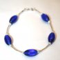 Bracelet .925 Sterling Silver Various Blues Oval Glass