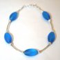 Bracelet .925 Sterling Silver Various Blues Oval Glass