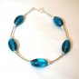 Bracelet .925 Sterling Silver Various Blues Oval Glass