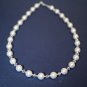 .925 Sterling Silver White Pearls Crystals Necklace MADE WITH SWAROVSKI ELEMENTS