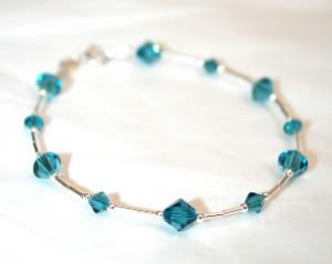 .925 Sterling Silver Bracelet Indicolite Crystals made with SWAROVSKI ELEMENTS