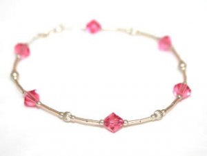 .925 Sterling Silver Rose Pink Crystal Bracelet MADE WITH SWAROVSKI ELEMENTS