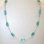 Necklace .925 Stering Silver Various Blues Oval Glass