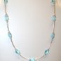 Necklace .925 Stering Silver Various Blues Oval Glass