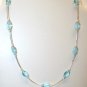 Necklace .925 Stering Silver Various Blues Oval Glass
