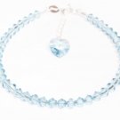 .925 Sterling Silver Aqua Crystal Heart Bracelet MADE WITH SWAROVSKI ELEMENTS