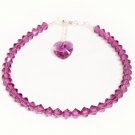 .925 Sterling Silver Fuhsia Crystal Heart Charm MADE WITH SWAROVSKI ELEMENTS