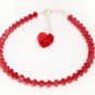 .925 Sterling Silver Fuhsia Crystal Heart Charm MADE WITH SWAROVSKI ELEMENTS