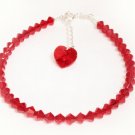 .925 Sterling Silver Light Siam Red Heart Bracelet made with SWAROVSKI ELEMENTS