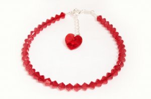 .925 Sterling Silver Light Siam Red Heart Bracelet made with SWAROVSKI ELEMENTS