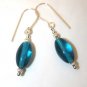 Earrings .925 Sterling Silver Various Blues Oval Glass