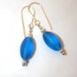 Earrings .925 Sterling Silver Various Blues Oval Glass
