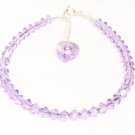 .925 Sterling Silver Violet Crystal Heart Bracelet MADE WITH SWAROVSKI ELEMENTS