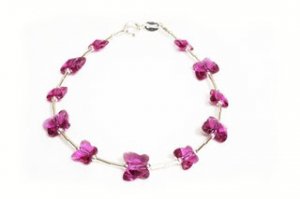 .925 Sterling Silver Pink Butterfly Bracelet made with SWAROVSKI ELEMENTS