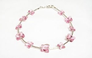 .925 Sterling Silver Light Pink Butterfly Bracelet made with SWAROVSKI ELEMENTS