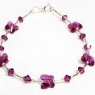 .925 Sterling Silver Bright Pink Butterfly Bracelet made with SWAROVSKI ELEMENTS