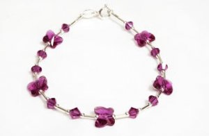 .925 Sterling Silver Bright Pink Butterfly Bracelet made with SWAROVSKI ELEMENTS