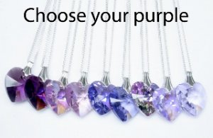 .925 Sterling Silver Purple Heart Pendant Necklace made with SWAROVSKI ELEMENTS